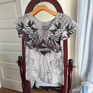 Y2k rebel saints by affliction grunge top